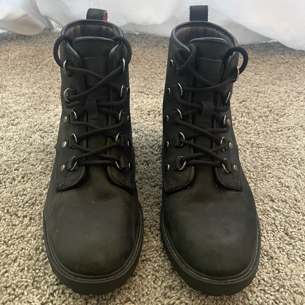 Cole Haan Lace-Up Ankle Booties Size 7.5 Black